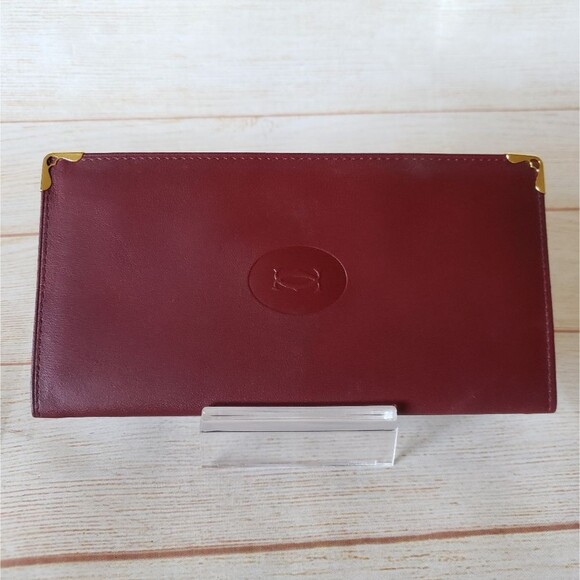 Cartier Vintage Leather Bifold Checkbook Wallet Designer Luxury Unisex - Picture 2 of 16